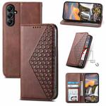 For Samsung Galaxy A25 Cubic Grid Calf Texture Magnetic Leather Phone Case(Brown)