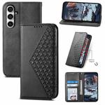 For Samsung Galaxy S23 FE Cubic Grid Calf Texture Magnetic Leather Phone Case(Black)