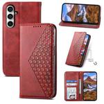 For Samsung Galaxy S23 FE Cubic Grid Calf Texture Magnetic Leather Phone Case(Red)