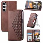 For Samsung Galaxy S23 FE Cubic Grid Calf Texture Magnetic Leather Phone Case(Brown)