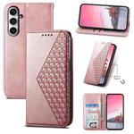 For Samsung Galaxy S23 FE Cubic Grid Calf Texture Magnetic Leather Phone Case(Rose Gold)