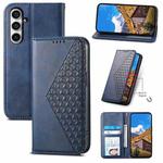 For Samsung Galaxy S23 FE Cubic Grid Calf Texture Magnetic Leather Phone Case(Blue)
