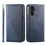 For Samsung Galaxy A15 Cubic Grid Calf Texture Magnetic Leather Phone Case(Blue)