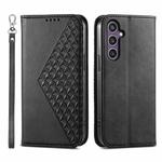 For Samsung Galaxy S24+ 5G Cubic Grid Calf Texture Magnetic Leather Phone Case(Black)