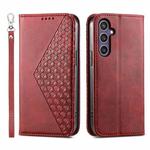 For Samsung Galaxy S24+ 5G Cubic Grid Calf Texture Magnetic Leather Phone Case(Red)