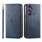 For Samsung Galaxy S24+ 5G Cubic Grid Calf Texture Magnetic Leather Phone Case(Blue)