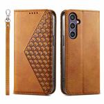 For Samsung Galaxy S24+ 5G Cubic Grid Calf Texture Magnetic Leather Phone Case(Yellow)