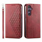 For Samsung Galaxy S24 5G Cubic Grid Calf Texture Magnetic Leather Phone Case(Red)