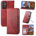 For Samsung Galaxy A35 Cubic Grid Calf Texture Magnetic Leather Phone Case(Red)