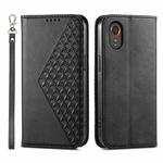 For Samsung Galaxy Xcover 7 Cubic Grid Calf Texture Magnetic Leather Phone Case(Black)