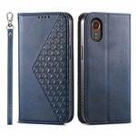 For Samsung Galaxy Xcover 7 Cubic Grid Calf Texture Magnetic Leather Phone Case(Blue)