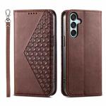 For Samsung Galaxy M15 5G / F15 5G Cubic Grid Calf Texture Magnetic Leather Phone Case(Brown)