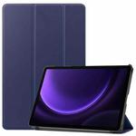 For Samsung Galaxy Tab S9 FE / S10 FE Custer Pure Color 3-Fold Holder Smart Leather Tablet Case(Dark Blue)