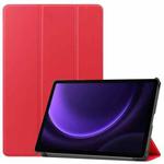 For Samsung Galaxy Tab S9 FE / S10 FE Custer Pure Color 3-Fold Holder Smart Leather Tablet Case(Red)