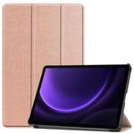 For Samsung Galaxy Tab S9 FE / S10 FE Custer Pure Color 3-Fold Holder Smart Leather Tablet Case(Rose Gold)