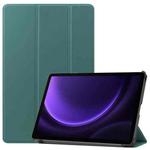 For Samsung Galaxy Tab S9 FE / S10 FE Custer Pure Color 3-Fold Holder Smart Leather Tablet Case(Dark Green)