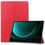For Samsung Galaxy Tab S9 FE+ / S10+ Custer Pure Color 3-Fold Holder Smart Leather Tablet Case(Red)