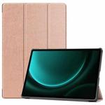 For Samsung Galaxy Tab S9 FE+ / S10+ Custer Pure Color 3-Fold Holder Smart Leather Tablet Case(Rose Gold)