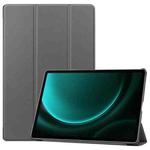 For Samsung Galaxy Tab S9 FE+ / S10+ Custer Pure Color 3-Fold Holder Smart Leather Tablet Case(Grey)