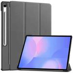 For Samsung Galaxy Tab S10 FE+ Custer Pure Color 3-Fold Holder Smart Leather Tablet Case(Grey)