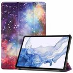 For Samsung Galaxy Tab S9 Custer Painted 3-Fold Holder Smart Leather Tablet Case(Milky Way Nebula)