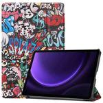 For Samsung Galaxy Tab S9 FE / S10 FE Custer Painted 3-Fold Holder Smart Leather Tablet Case(Graffiti)