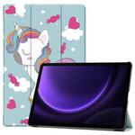 For Samsung Galaxy Tab S9 FE / S10 FE Custer Painted 3-Fold Holder Smart Leather Tablet Case(Unicorn)