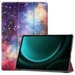 For Samsung Galaxy Tab S9 FE+ / S10+ Custer Painted 3-Fold Holder Smart Leather Tablet Case(Milky Way Nebula)