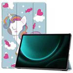 For Samsung Galaxy Tab S9 FE+ / S10+ Custer Painted 3-Fold Holder Smart Leather Tablet Case(Unicorn)
