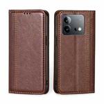 For vivo iQOO Neo 8 5G / 8 Pro 5G Grid Texture Magnetic Flip Leather Phone Case(Brown)