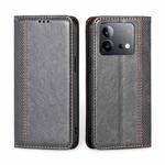 For vivo iQOO Neo 8 5G / 8 Pro 5G Grid Texture Magnetic Flip Leather Phone Case(Grey)