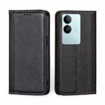 For vivo S17 5G / S17 Pro 5G Grid Texture Magnetic Flip Leather Phone Case(Black)
