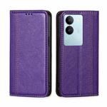 For vivo S17 5G / S17 Pro 5G Grid Texture Magnetic Flip Leather Phone Case(Purple)