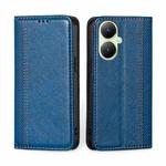 For vivo Y35+ 5G Grid Texture Magnetic Flip Leather Phone Case(Blue)