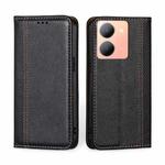 For vivo Y78 5G Grid Texture Magnetic Flip Leather Phone Case(Black)