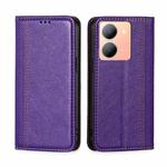 For vivo Y78 5G Grid Texture Magnetic Flip Leather Phone Case(Purple)