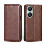 For Huawei Enjoy 60 Pro / nova 11i Grid Texture Magnetic Flip Leather Phone Case(Brown)
