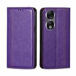 For Honor 90 5G Grid Texture Magnetic Flip Leather Phone Case(Purple)