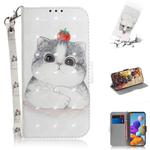 For Samsung Galaxy A21s 3D Painted Pattern Magnetic Attraction Horizontal Flip Leather Case with Holder & Card Slot & Wallet & Lanyard(Cute Cat)