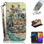 For Huawei Y5p 3D Painted Pattern Magnetic Attraction Horizontal Flip Leather Case with Holder & Card Slot & Wallet & Lanyard(Zoo)