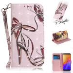 For Huawei Y5p 3D Painted Pattern Magnetic Attraction Horizontal Flip Leather Case with Holder & Card Slot & Wallet & Lanyard(Butterfly High Heels)