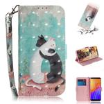 For Huawei Y5p 3D Painted Pattern Magnetic Attraction Horizontal Flip Leather Case with Holder & Card Slot & Wallet & Lanyard(Black White Cat)