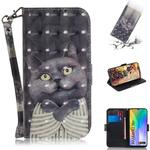 For Huawei Y6p 3D Painted Pattern Magnetic Attraction Horizontal Flip Leather Case with Holder & Card Slot & Wallet & Lanyard(Embrace Cat)