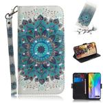 For Huawei Y6p 3D Painted Pattern Magnetic Attraction Horizontal Flip Leather Case with Holder & Card Slot & Wallet & Lanyard(Peacock Wreath)