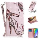 For Huawei Y6p 3D Painted Pattern Magnetic Attraction Horizontal Flip Leather Case with Holder & Card Slot & Wallet & Lanyard(Butterfly High Heels)