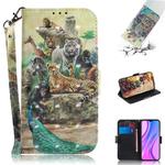For Xiaomi Redmi 9 3D Painted Pattern Magnetic Attraction Horizontal Flip Leather Case with Holder & Card Slot & Wallet & Lanyard(Zoo)