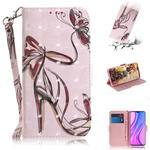 For Xiaomi Redmi 9 3D Painted Pattern Magnetic Attraction Horizontal Flip Leather Case with Holder & Card Slot & Wallet & Lanyard(Butterfly High Heels)