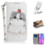 For Xiaomi Redmi 9 3D Painted Pattern Magnetic Attraction Horizontal Flip Leather Case with Holder & Card Slot & Wallet & Lanyard(Cute Cat)