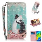 For Xiaomi Redmi Note 9 / Redmi 10X 4G 3D Painted Pattern Magnetic Attraction Horizontal Flip Leather Case with Holder & Card Slot & Wallet & Lanyard(Black White Cat)