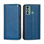 For ZTE Blade A53 4G Grid Texture Magnetic Flip Leather Phone Case(Blue)